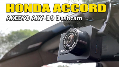 Akeeyo AKY-D9 Dashcam installed in the Honda Accord. QHD Front + FHD Rear with parking mode.