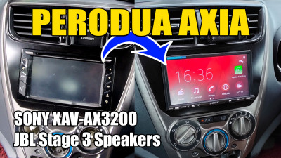 Perodua Axia / Sony XAV-AX3200 with wired Apple CarPlay and Android Auto / JBL Stage 3 Speakers