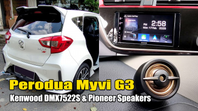Kenwood DMX7522S, Pioneer TS-A1608C and TS-A1678S Speakers installed in the Perodua Myvi G3 FL
