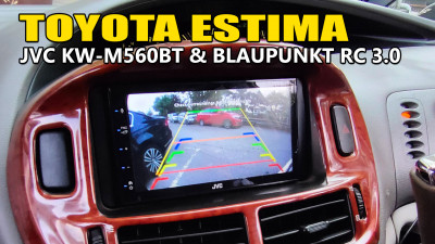 The JVC KW-M560BT head unit installed in the older model Toyota Estima