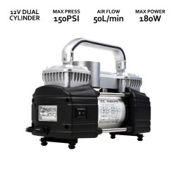 12V High Power 150PSI 8BAR Portable Dual Cylinder Car Tire Inflator Compressor Pump with LED Light