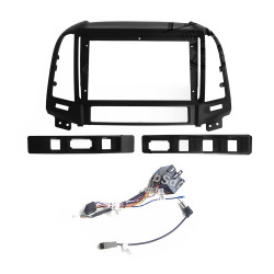 9" Android Player Dashboard Installation Kit for Hyundai SANTA FE 2006-2011 with Plug-and-Play Wire Harness