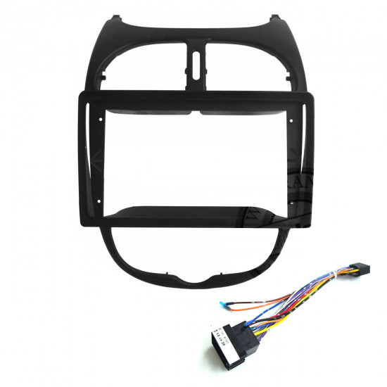 9" Android Player Dashboard Installation Kit for PEUGEOT 206 1998-2006 with Plug-and-Play Wire Harness