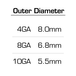 Automotive Car Audio Tin-Plated OFC Pure Copper PVC Insulation with Anti-Abrasion Sleeve 4GA, 8GA, 10GA Power Cable (Sold per Meter)