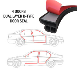 Dual Layer B-Type Door Seals Sound Proofing for 4 Doors with OPTIONAL Add-Ons for Car Boot, Engine, A/B/C Pillars and Windscreen