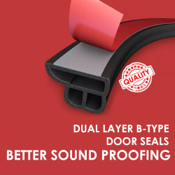 Dual Layer B-Type Door Seals Sound Proofing for 4 Doors with OPTIONAL Add-Ons for Car Boot, Engine, A/B/C Pillars and Windscreen