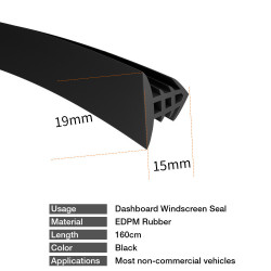 Car Windshield Windscreen Dashboard Seal for Sound Proof and Dust Proof - 1.6m
