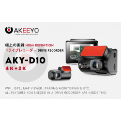 AKEEYO AKY-D10 4K Front + 2K Rear 2-Channel Dash Cam Sony Starvis sensor Built-in GPS 64GB Memory