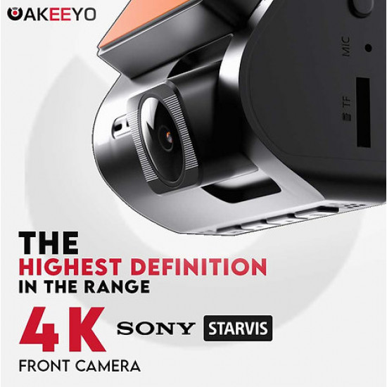 AKEEYO AKY-D10 4K Front + 2K Rear 2-Channel Dash Cam Sony Starvis sensor Built-in GPS 64GB Memory (Hardwire Kit Included)