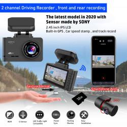 AKEEYO AKY-D9 4K/2K 2 Channel Dash Cam Sony IMX335 sensor Built-in GPS 32GB Memory (Hardwire Kit Optional)