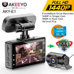 AKEEYO AKY-E1 2K/FHD 2 Channel Dash Cam Super Capacitor Vertical Flip 32GB Memory