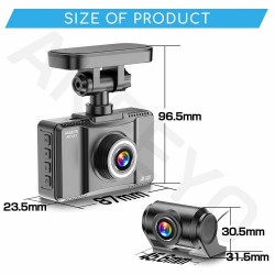 AKEEYO AKY-E1 2K/FHD 2 Channel Dash Cam Super Capacitor Vertical Flip 32GB Memory