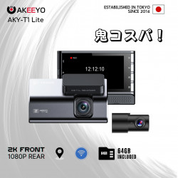 AKEEYO AKY-T1 Lite 2K Front + FHD Rear 2-Channel Dash Cam Built-in GPS WiFi App 64GB Memory included