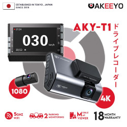 AKEEYO AKY-T1 4K Front + FHD Rear 2-Channel Dash Cam Built-in GPS WiFi App 64GB Memory included
