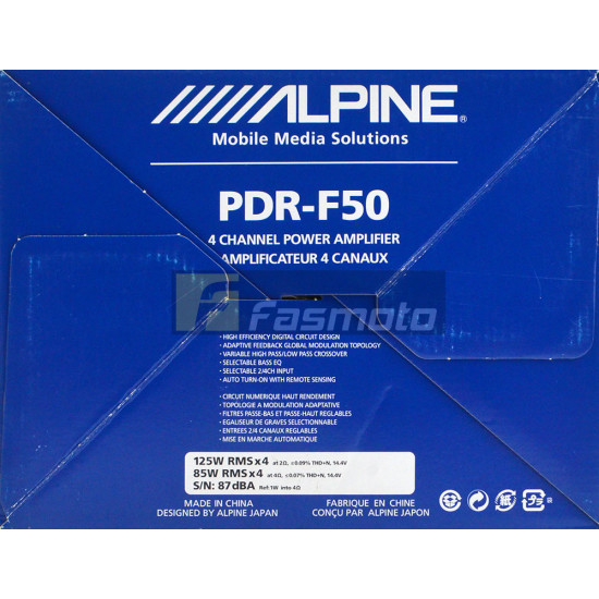 Alpine PDR-F50 PDR Series Class-D 4 Channel Amplifier 85W RMS x 4 at 4 ohms