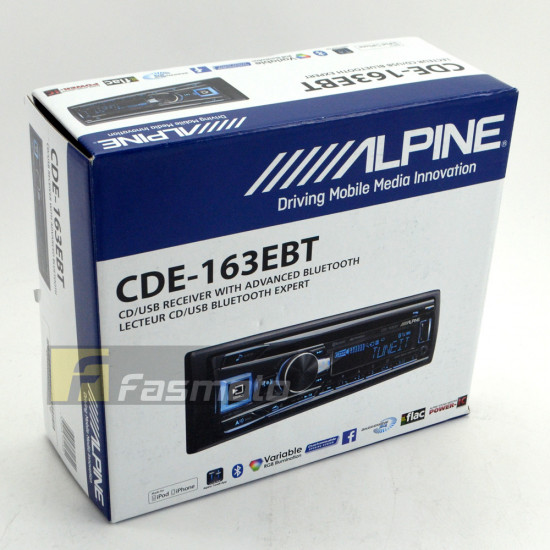 Alpine CDE-163EBT Single DIN Bluetooth CD USB Aux Car Stereo Receiver