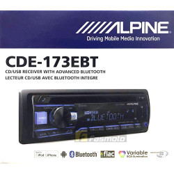 Alpine CDE-173EBT Single DIN Bluetooth CD USB Aux Car Stereo Receiver