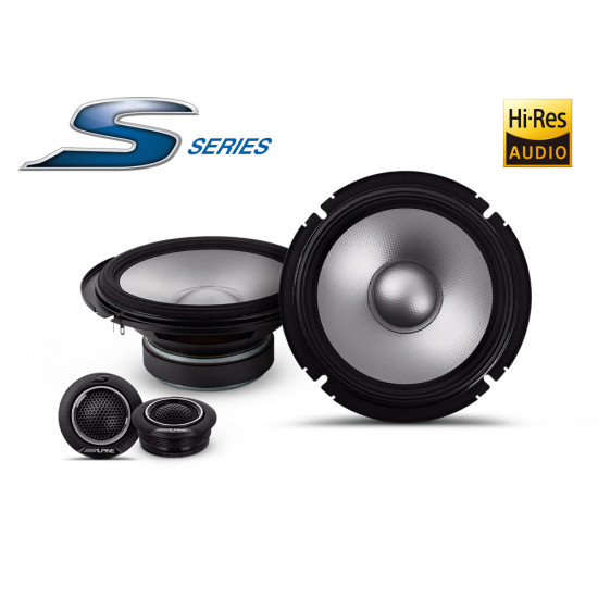 Alpine S2-S65C S Series Hi-Res Audio 6.5" (16.5cm) 2-Way Component Speaker Set 80W RMS 240W Peak Power