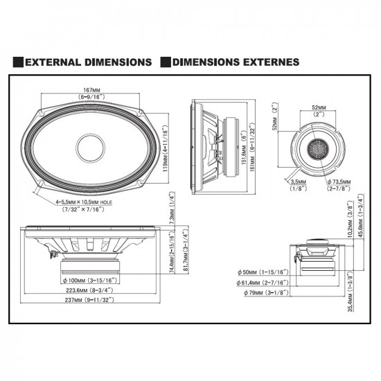 Alpine S2-S69C S Series Hi-Res Audio 6" x 9" (16cm x 24cm) 2-Way Component Speaker Set 85W RMS 260W Peak Power