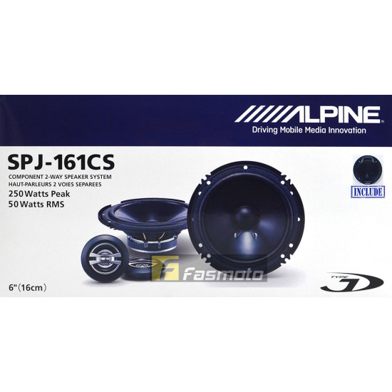 Alpine SPJ-161CS Type-J 6 inch 2 Way Component Car Speakers 50W RMS