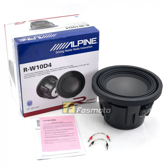 Alpine R-W10D4 R-Series 10 inch Subwoofer with Dual 4 ohm Voice Coils 750W RMS