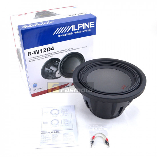 Alpine R-W12D4 R-Series 12 inch Subwoofer with Dual 4 ohm Voice Coils 750W RMS