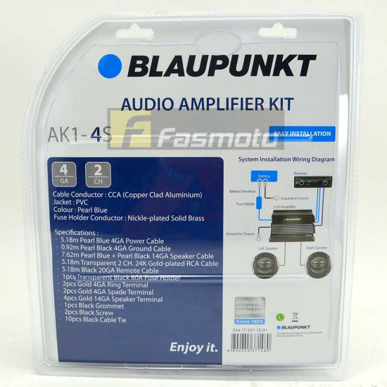 Blaupunkt AK1-4S 2 Channel 4 Gauge Car Audio Amplifier Wiring Kit
