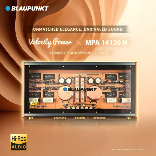 Blaupunkt Velocity Power Series MPA 14120 H Hi-Res Audio 4-Channel Bridgeable Car Amplifier