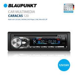 BLAUPUNKT CARACAS 120 12V/24V Single DIN DVD CD USB Bluetooth SDHC FM/AM Radio Receiver suitable for Bus, Lorry, Trucks with 24V battery