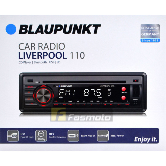 BLAUPUNKT LIVERPOOL 110 Single DIN CD Bluetooth USB SDHC MP3 Aux Stereo Receiver