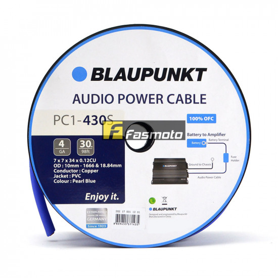 BLAUPUNKT PC1-430S Amplifier Power Cable 4 Gauge Blue (Sold per Meter)