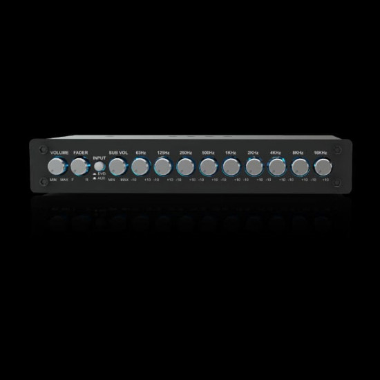 Blaupunkt EQ900 9-Band Parametric Equalizer with Input Gain Control, Subwoofer Pre-Out with Sub frequency crossover and DVD/Aux Switch