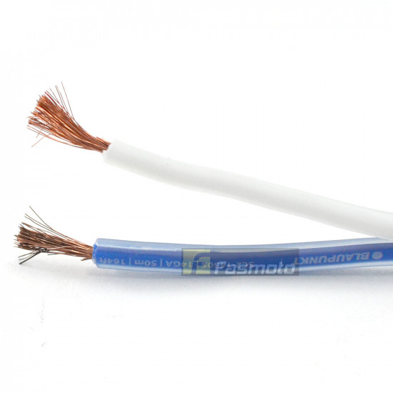 BLAUPUNKT SC2-1450S Audio Speaker Wires 14 Gauge White and Blue (Sold per Meter)