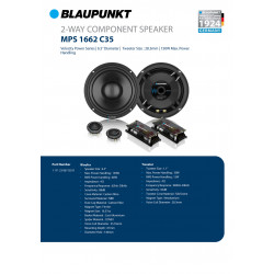 BLAUPUNKT MPS 1662 C35 Velocity Power 6.5" 2-Way Component Speakers Carbon Fiber Cone 60W RMS