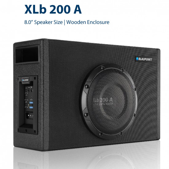 BLAUPUNKT XLb 200 A 8" Powered Active Subwoofer with Class D Amplifier Side Port Design Wooden Enclosure