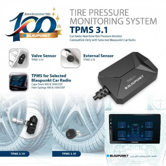 BLAUPUNKT TPMS 3.1 E/V Wireless Real-time Tire Pressure Monitoring System For Android Radio| Available in External Sensor / Valve Sensor