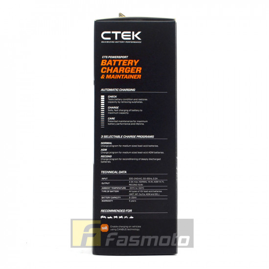 CTEK CT5 POWERSPORT - 2.3A max 12V Battery Charger (UK Plug 220 – 240V) 40-138