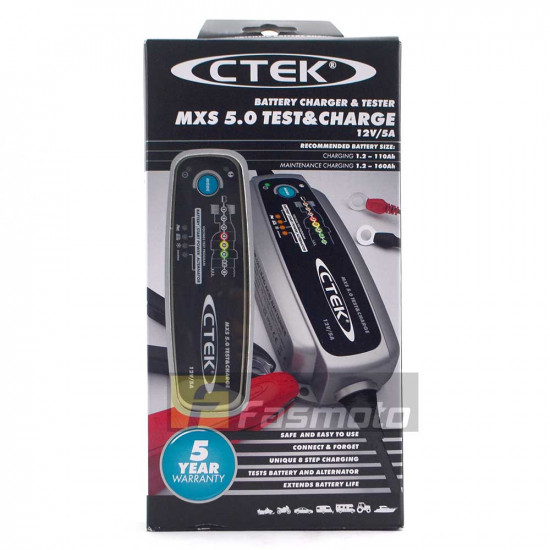 CTEK MXS 5.0 TEST & CHARGE - 5A max 12V Battery Charger  (UK Plug 220 – 240V) 56-976