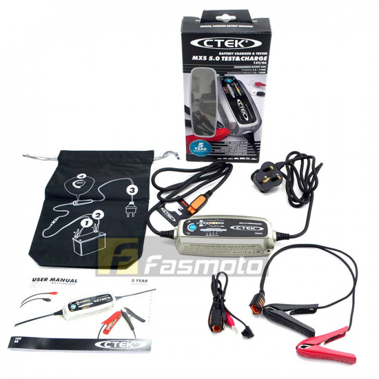 CTEK MXS 5.0 TEST & CHARGE - 5A max 12V Battery Charger  (UK Plug 220 – 240V) 56-976