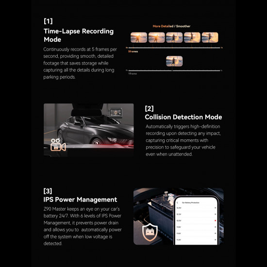 DDPAI Z90 Master Dual/3-Channel 4K Front & Rear HDR Sony Starvis & 3K Interior Dashcam 3" Display (Built-in GPS, Hardwire Kit included)