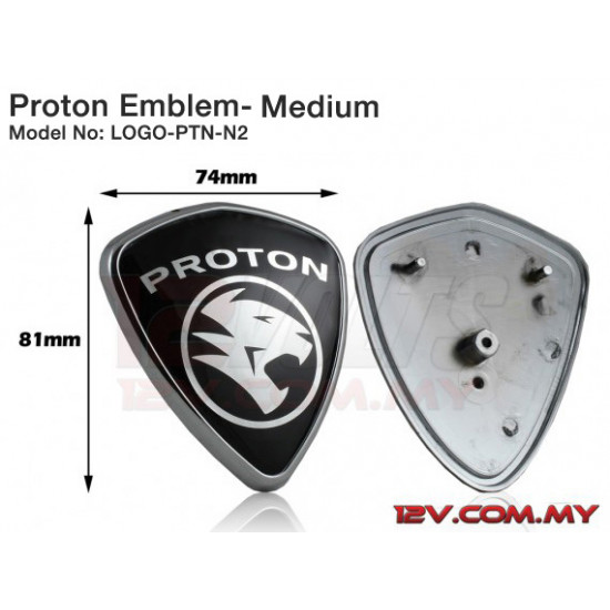 Proton Replacement Emblem for Hood and Bonnet Silver-on-Black