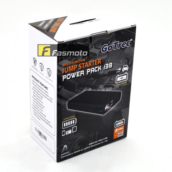 GoTrec P13800B Multi-Function Jump Starter Power Pack 138 13800mAh Powerbank (Black Colour) GoTrec P13800B Multi-Function Jump Starter Power Pack 138 13800mAh Powerbank (Black Colour)