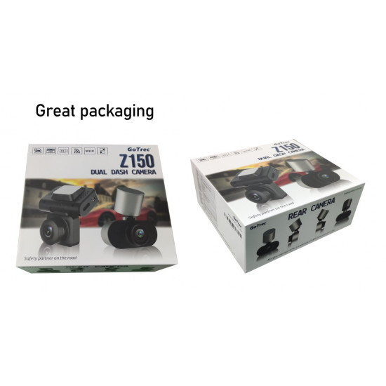 GoTrec Z150B FHD Dual Front and Rear Dash Cam WiFi 24-hour Parking Mode 32GB SD Card GoTrec Z150B FHD Dual Front and Rear Dash Cam WiFi 24-hour Parking Mode 32GB SD Card