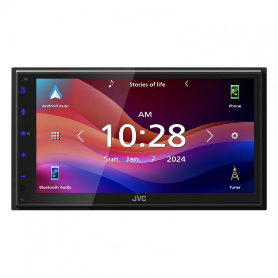 JVC KW-M590BT Apple CarPlay Android Auto Digital Media Receiver 6.8" Capacitive Touch Control Monitor Bluetooth Spotify USB Mirroring Receiver (Does Not Play DVD/CD)