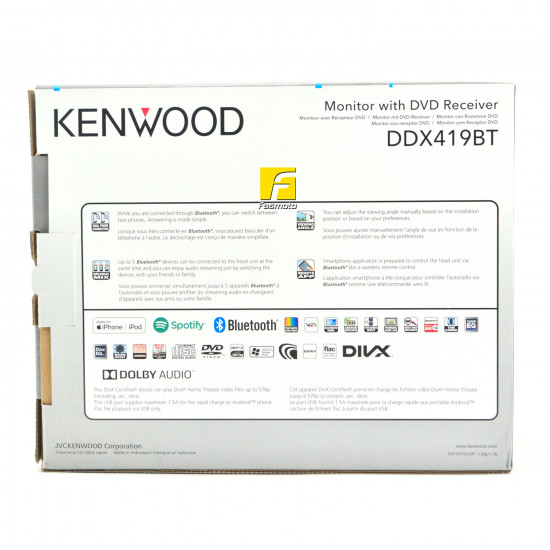 KENWOOD DDX419BT 6.2" Double DIN Built-in Bluetooth Spotify AV Stereo Receiver