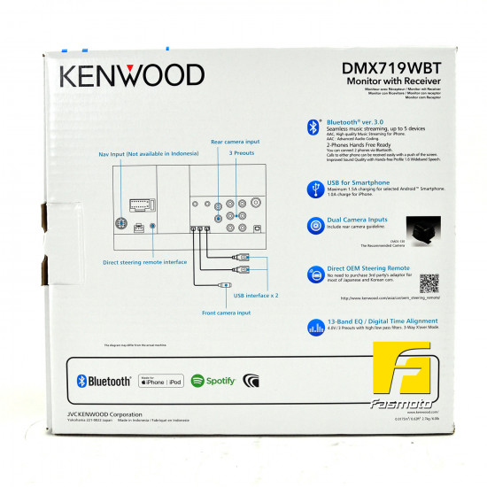 Kenwood DMX719WBT 6.95" Capacitive Touch Screen USB Mirroring Spotify Bluetooth 200mm Receiver (Does Not Play CD/DVD)