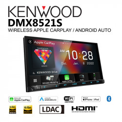 Kenwood DMX8521S 7.0" Display Digital Media Receiver with Wireless Apple CarPlay, Android Auto, Mirroring, Hires Audio, LDAC