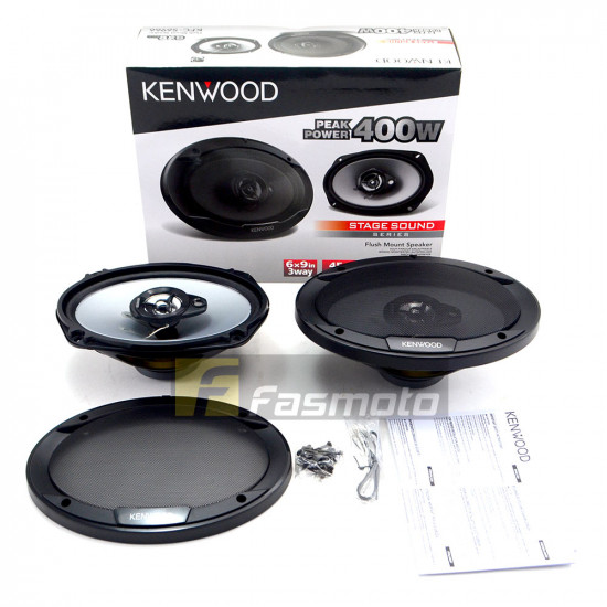 KENWOOD KFC-S6966 6 x 9 inch 3 Way Speakers 45W RMS Flush Mount Shallow Design