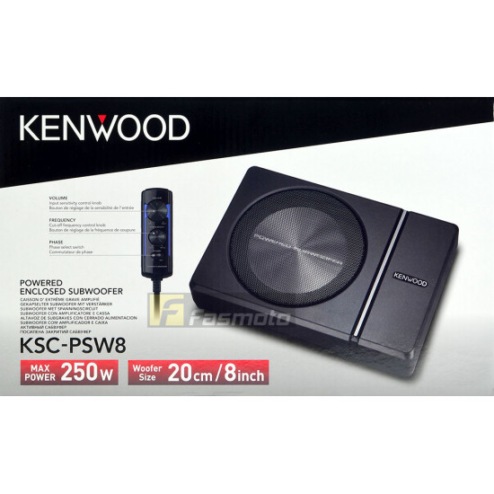 KENWOOD KSC-PSW8 8" Ultra Compact Active Subwoofer with Remote Controller