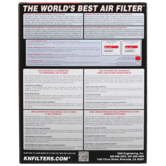 K&N Air Filter 33-5027 for some Honda Fit, Honda Fit Shuttle, Honda HR-V, Honda Jazz, and Honda Vezel models